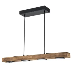 Dimmable LED Rustic Linear Oak Wood Kitchen Island Pendant