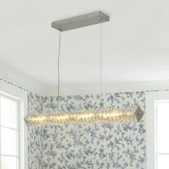 Dimmable LED Twisted Crystal Linear Island Chandelier
