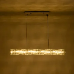 Dimmable LED Twisted Crystal Linear Island Chandelier
