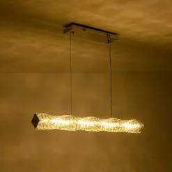 Dimmable LED Twisted Crystal Linear Island Chandelier