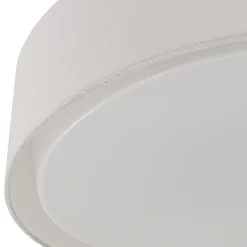 Dimmable LED White Fabric Milky Glass Drum Ceiling Light