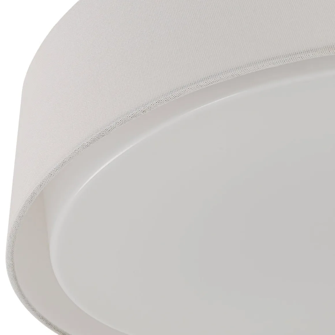 Dimmable LED White Fabric Milky Glass Drum Ceiling Light