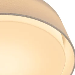 Dimmable LED White Fabric Milky Glass Drum Ceiling Light
