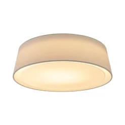 Dimmable LED White Fabric Milky Glass Drum Ceiling Light