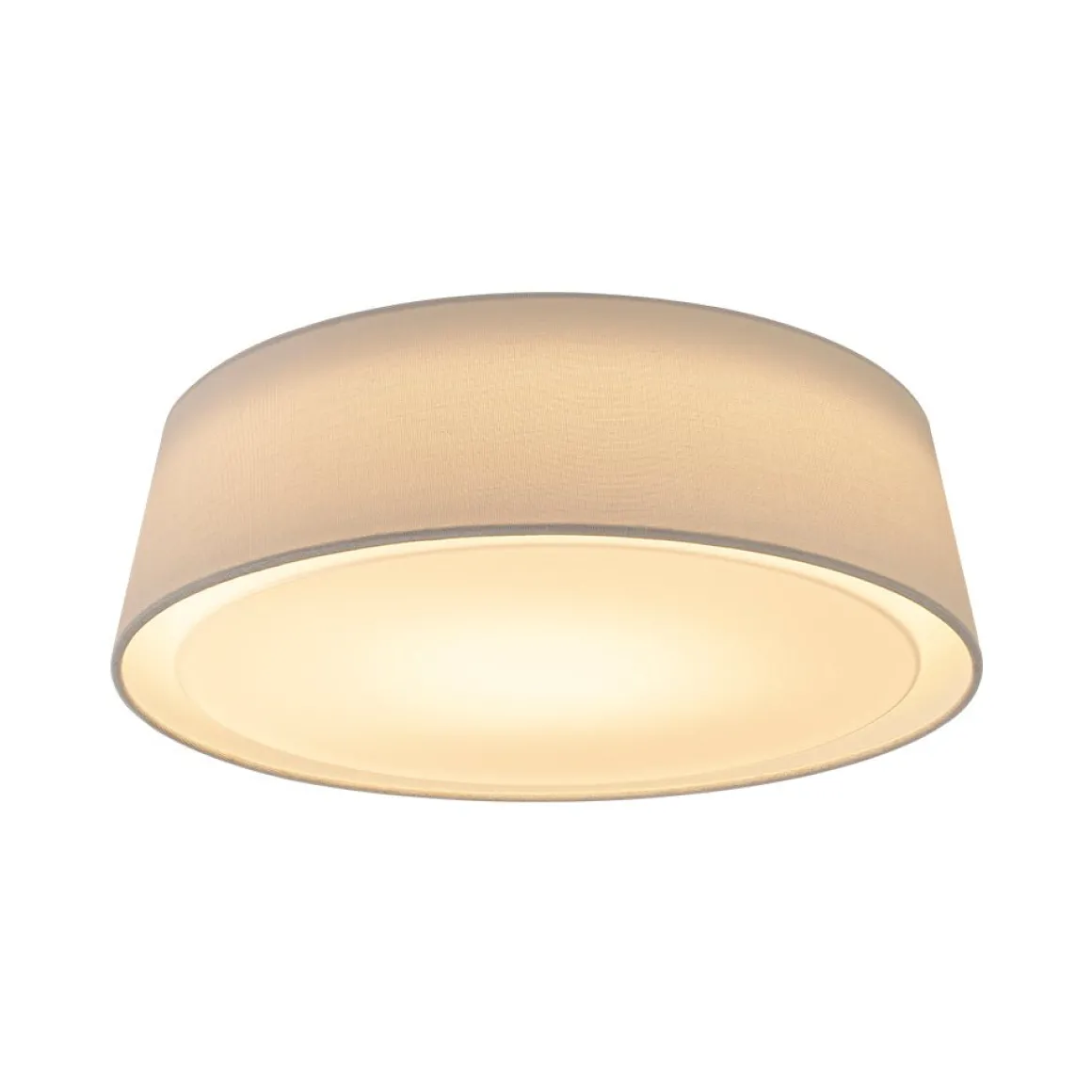 Dimmable LED White Fabric Milky Glass Drum Ceiling Light