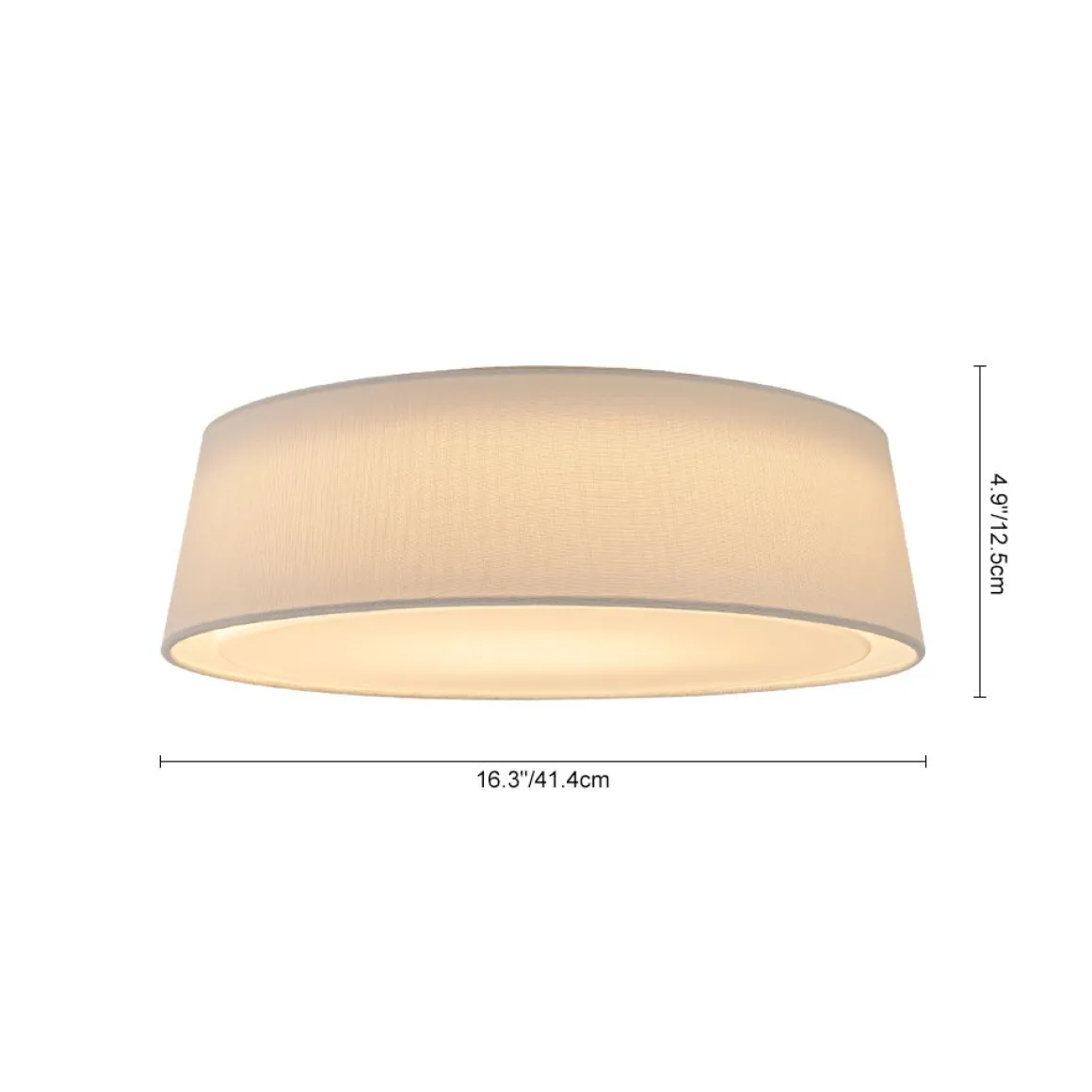 Dimmable LED White Fabric Milky Glass Drum Ceiling Light