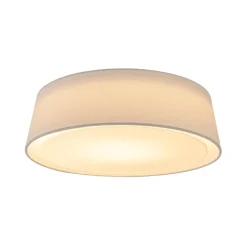 Dimmable LED White Fabric Milky Glass Drum Ceiling Light