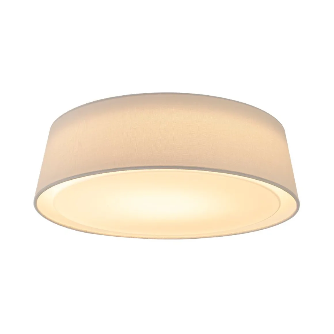 Dimmable LED White Fabric Milky Glass Drum Ceiling Light