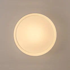 Dimmable LED White Fabric Milky Glass Drum Ceiling Light