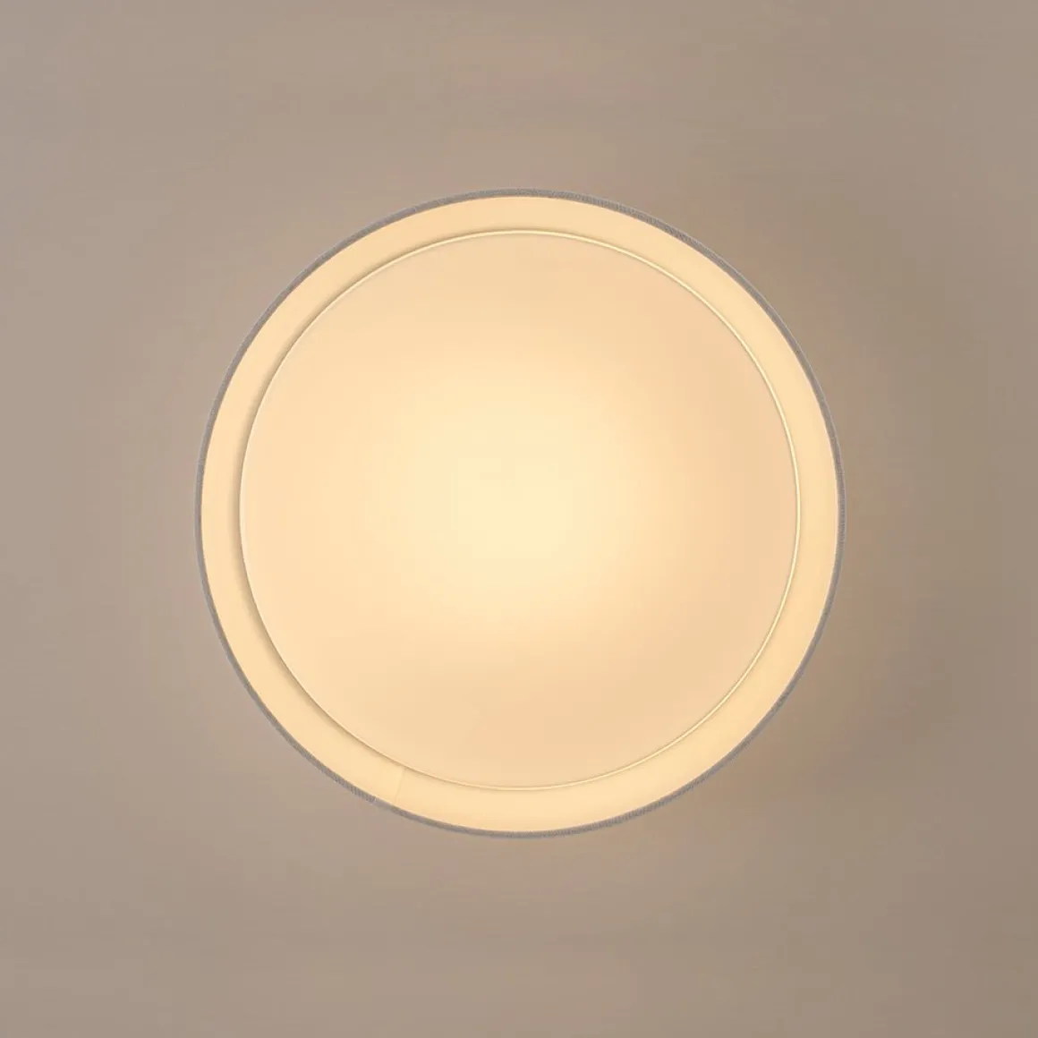 Dimmable LED White Fabric Milky Glass Drum Ceiling Light