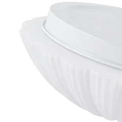 Dimmable LED White Ribbed Glass Scalloped Ceiling Light