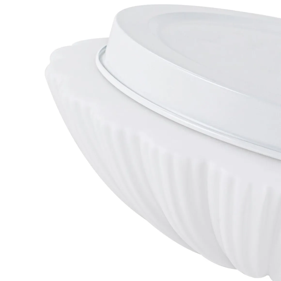 Dimmable LED White Ribbed Glass Scalloped Ceiling Light