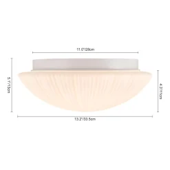 Dimmable LED White Ribbed Glass Scalloped Ceiling Light