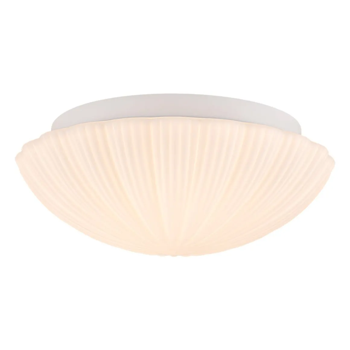 Dimmable LED White Ribbed Glass Scalloped Ceiling Light