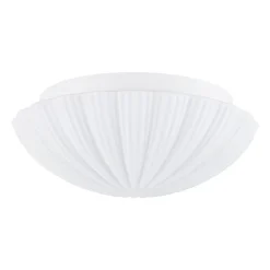 Dimmable LED White Ribbed Glass Scalloped Ceiling Light