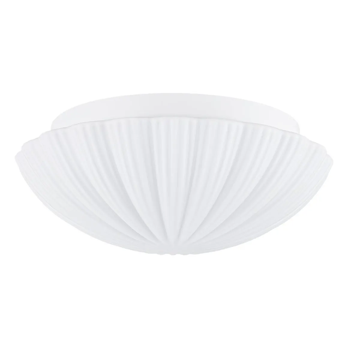 Dimmable LED White Ribbed Glass Scalloped Ceiling Light