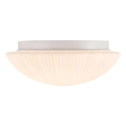 Dimmable LED White Ribbed Glass Scalloped Ceiling Light