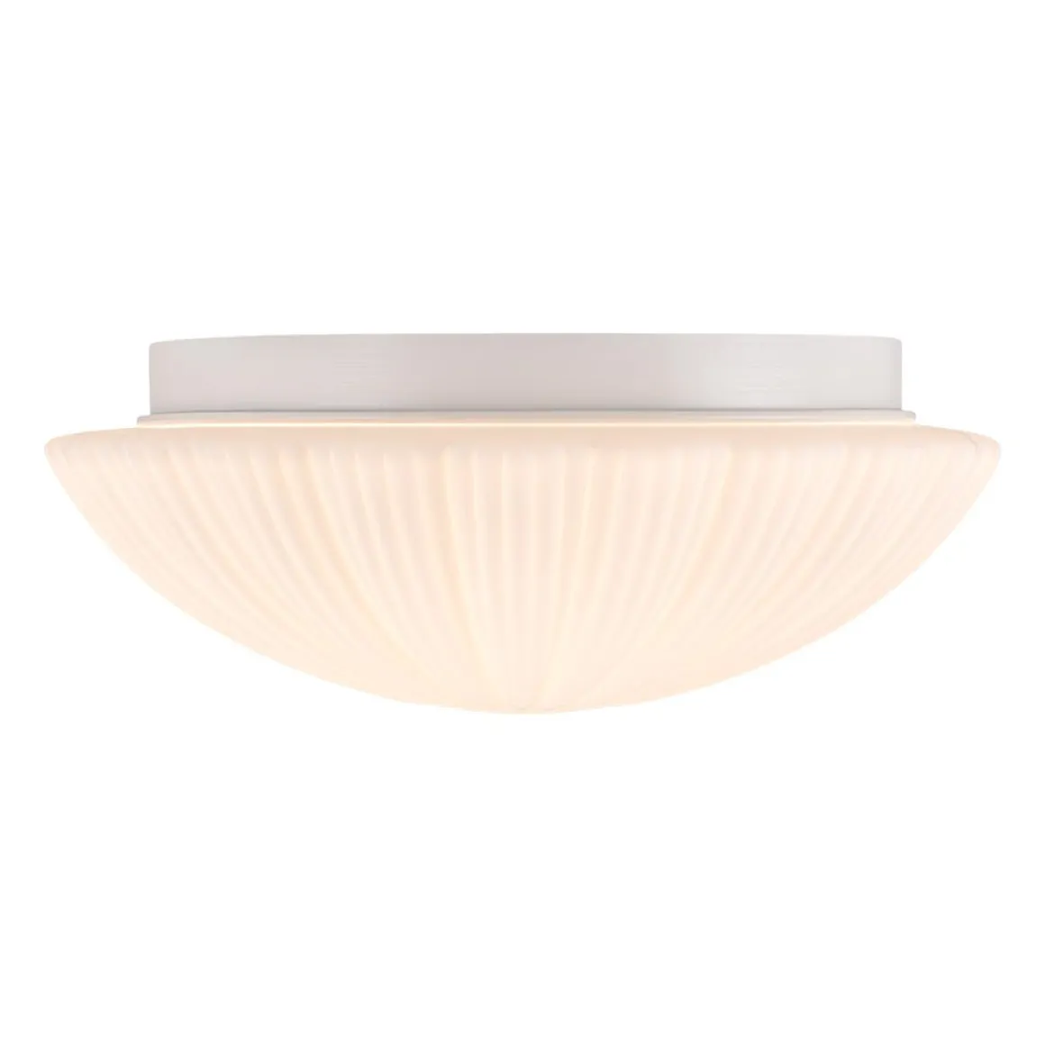 Dimmable LED White Ribbed Glass Scalloped Ceiling Light