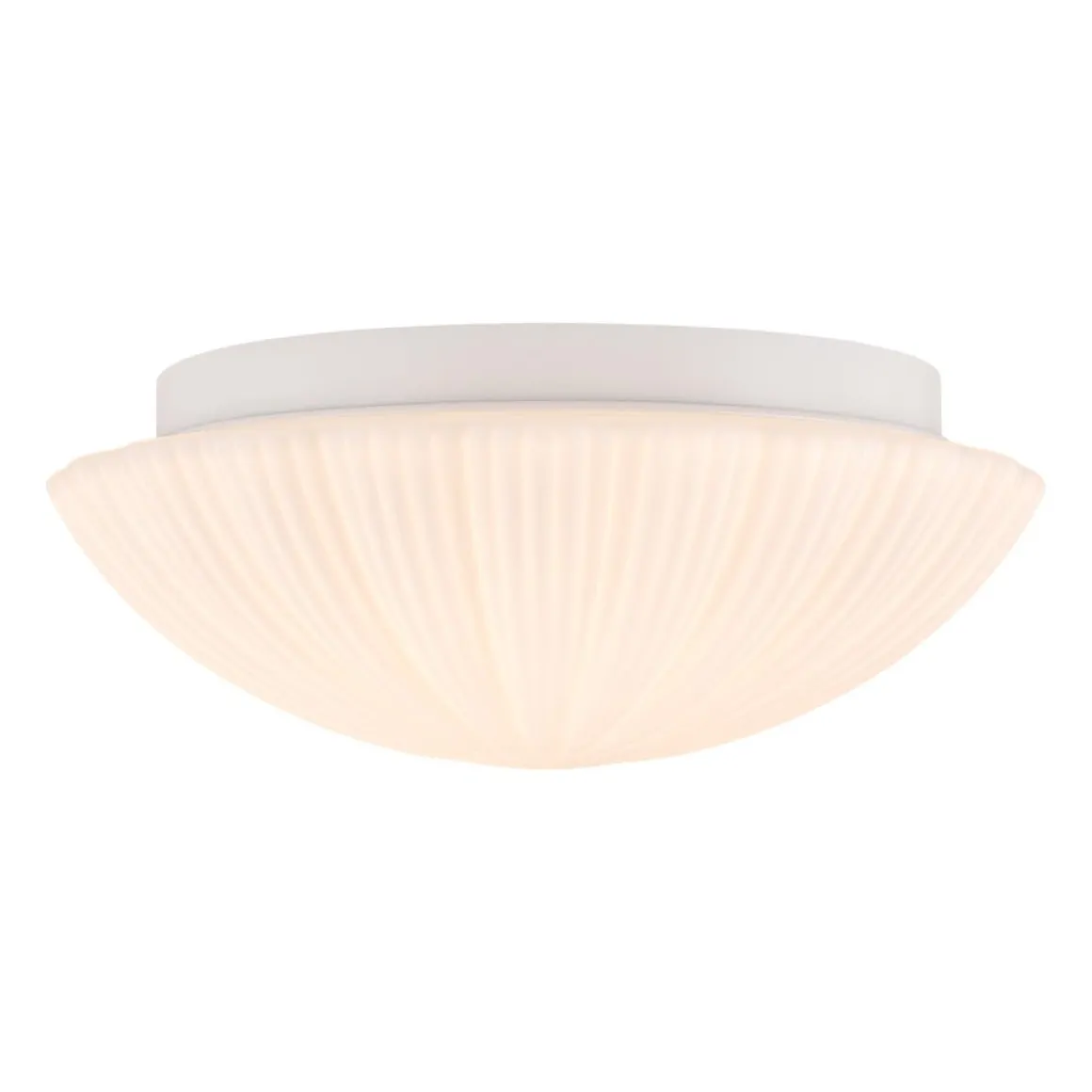 Dimmable LED White Ribbed Glass Scalloped Ceiling Light