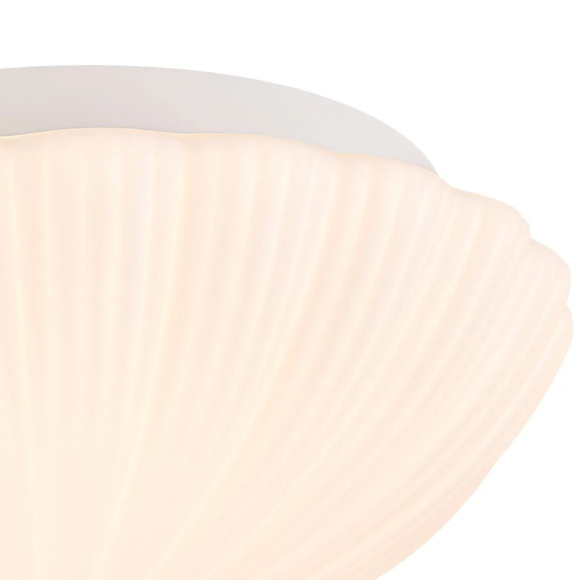 Dimmable LED White Ribbed Glass Scalloped Ceiling Light