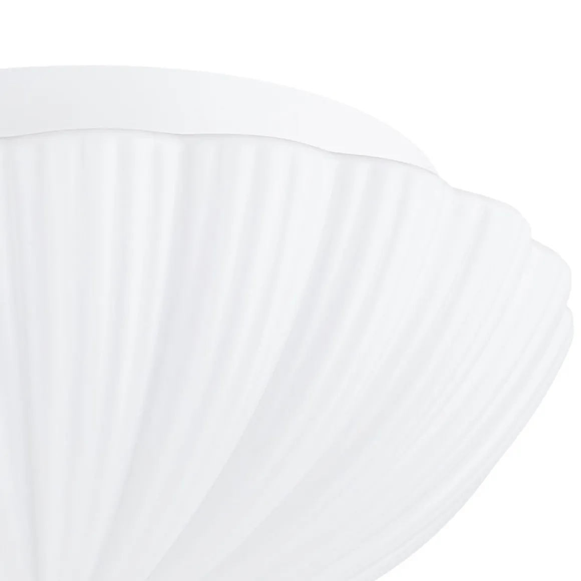 Dimmable LED White Ribbed Glass Scalloped Ceiling Light