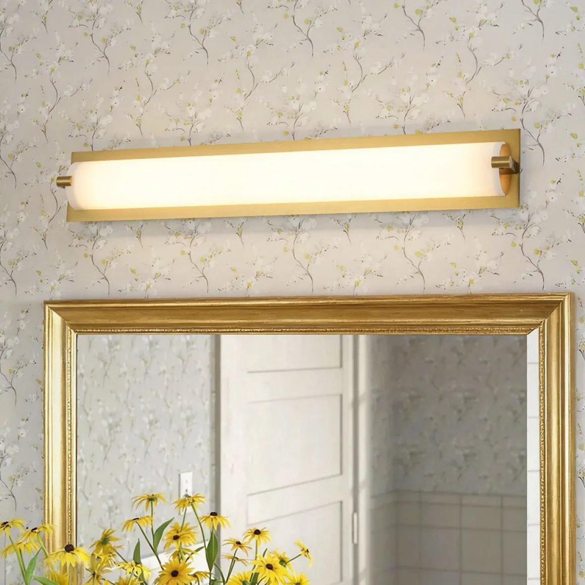 Dimmable LED Wide Linear Frosted Glass Tube Vanity Wall Lamp