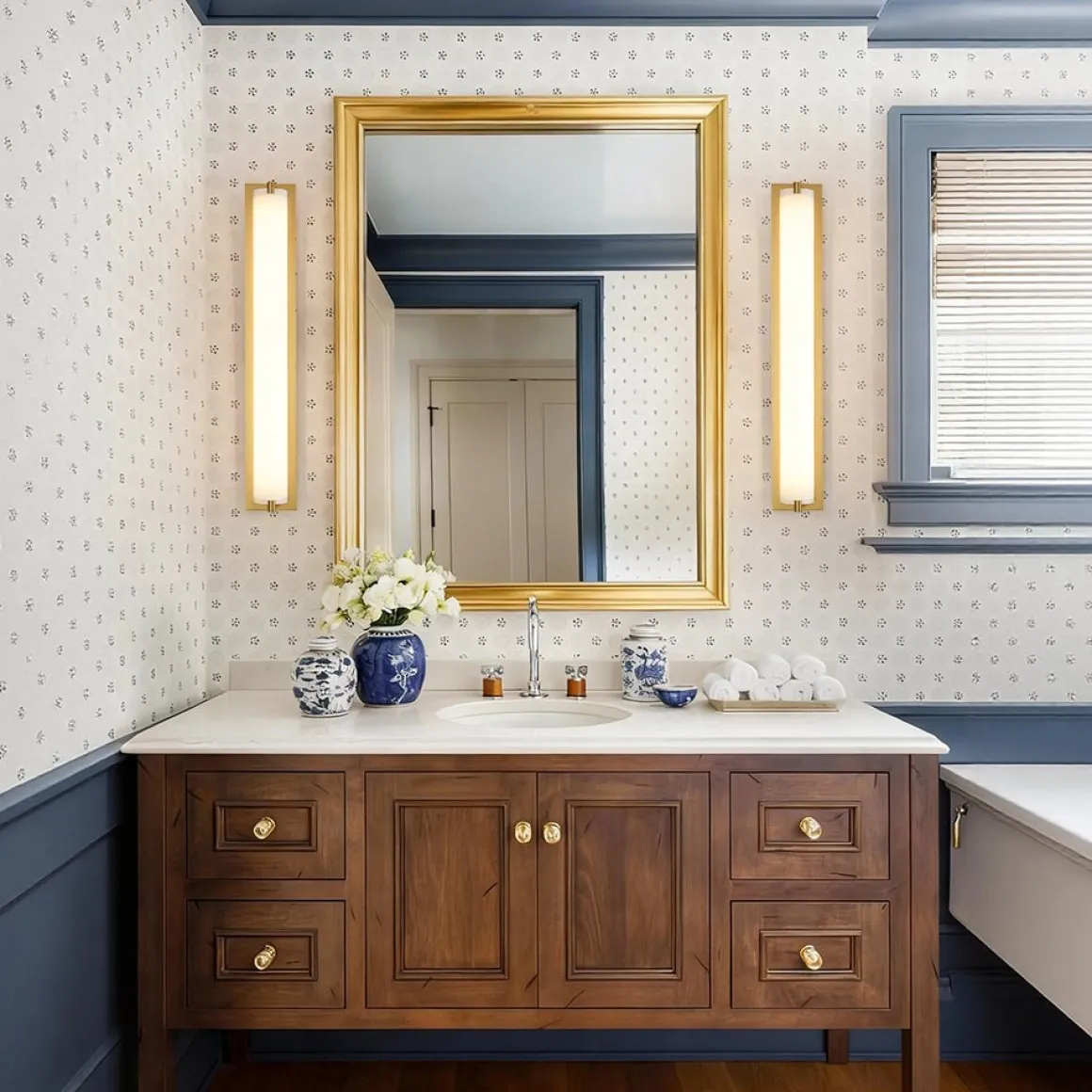 Dimmable LED Wide Linear Frosted Glass Tube Vanity Wall Lamp