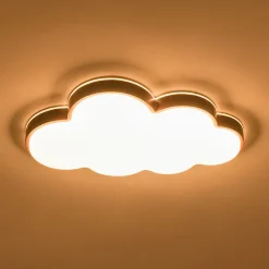 Dimmable LED Wood Accented Cloud Kids Ceiling Light