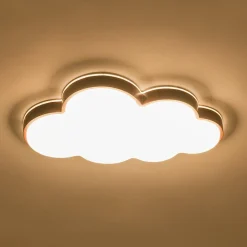Dimmable LED Wood Accented Cloud Kids Ceiling Light