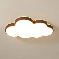 Dimmable LED Wood Accented Cloud Kids Ceiling Light