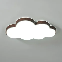 Dimmable LED Wood Accented Cloud Kids Ceiling Light