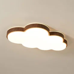 Dimmable LED Wood Accented Cloud Kids Ceiling Light