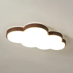 Dimmable LED Wood Accented Cloud Kids Ceiling Light
