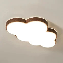 Dimmable LED Wood Accented Cloud Kids Ceiling Light