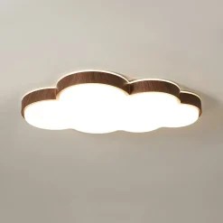 Dimmable LED Wood Accented Cloud Kids Ceiling Light