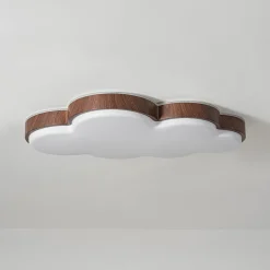 Dimmable LED Wood Accented Cloud Kids Ceiling Light