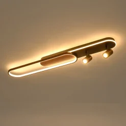 Dimmable LED Wood Linear Oval Semi Flush Adjustable Spotlight