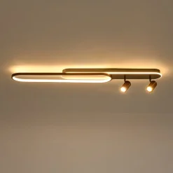 Dimmable LED Wood Linear Oval Semi Flush Adjustable Spotlight