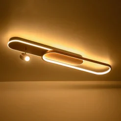 Dimmable LED Wood Linear Oval Semi Flush Adjustable Spotlight