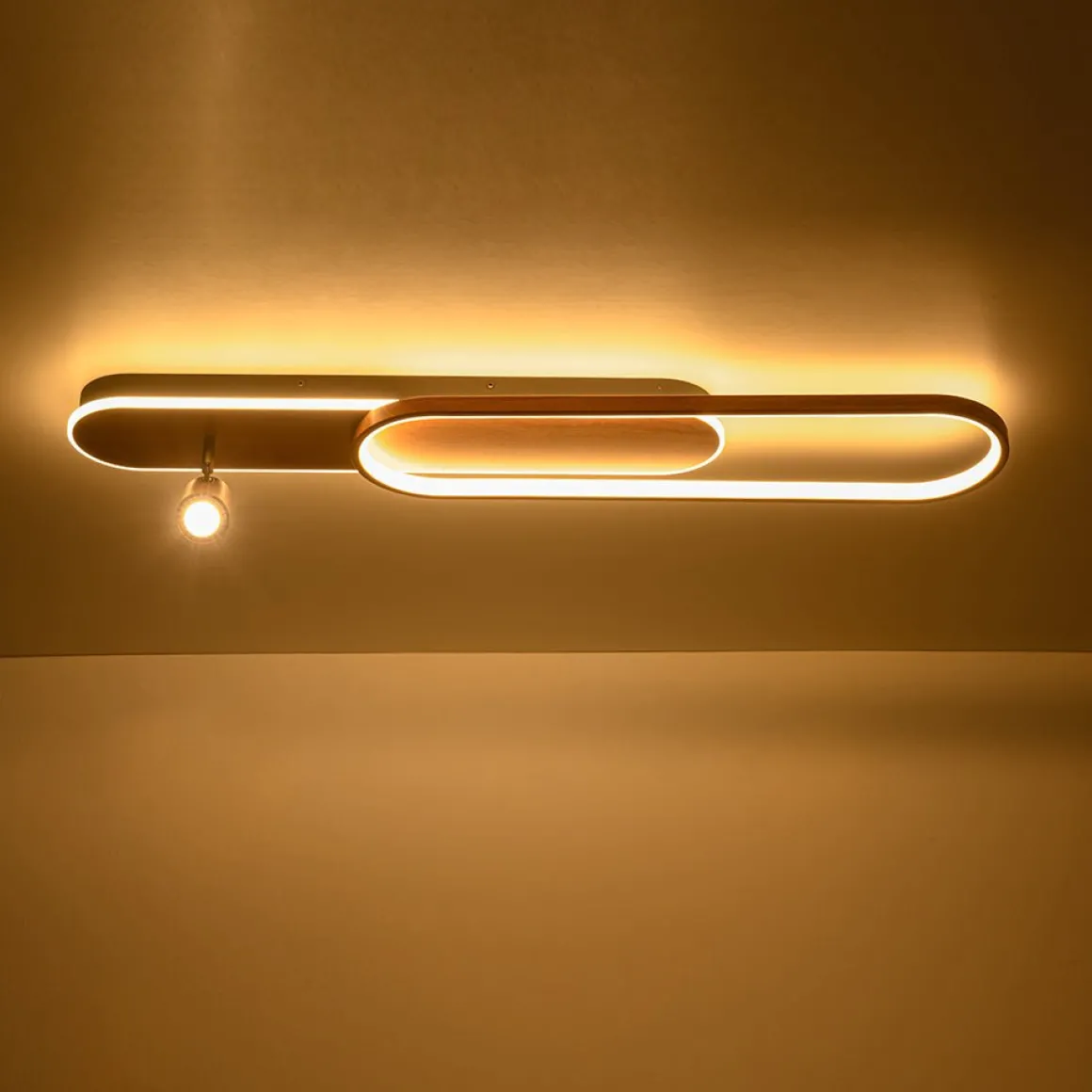 Dimmable LED Wood Linear Oval Semi Flush Adjustable Spotlight