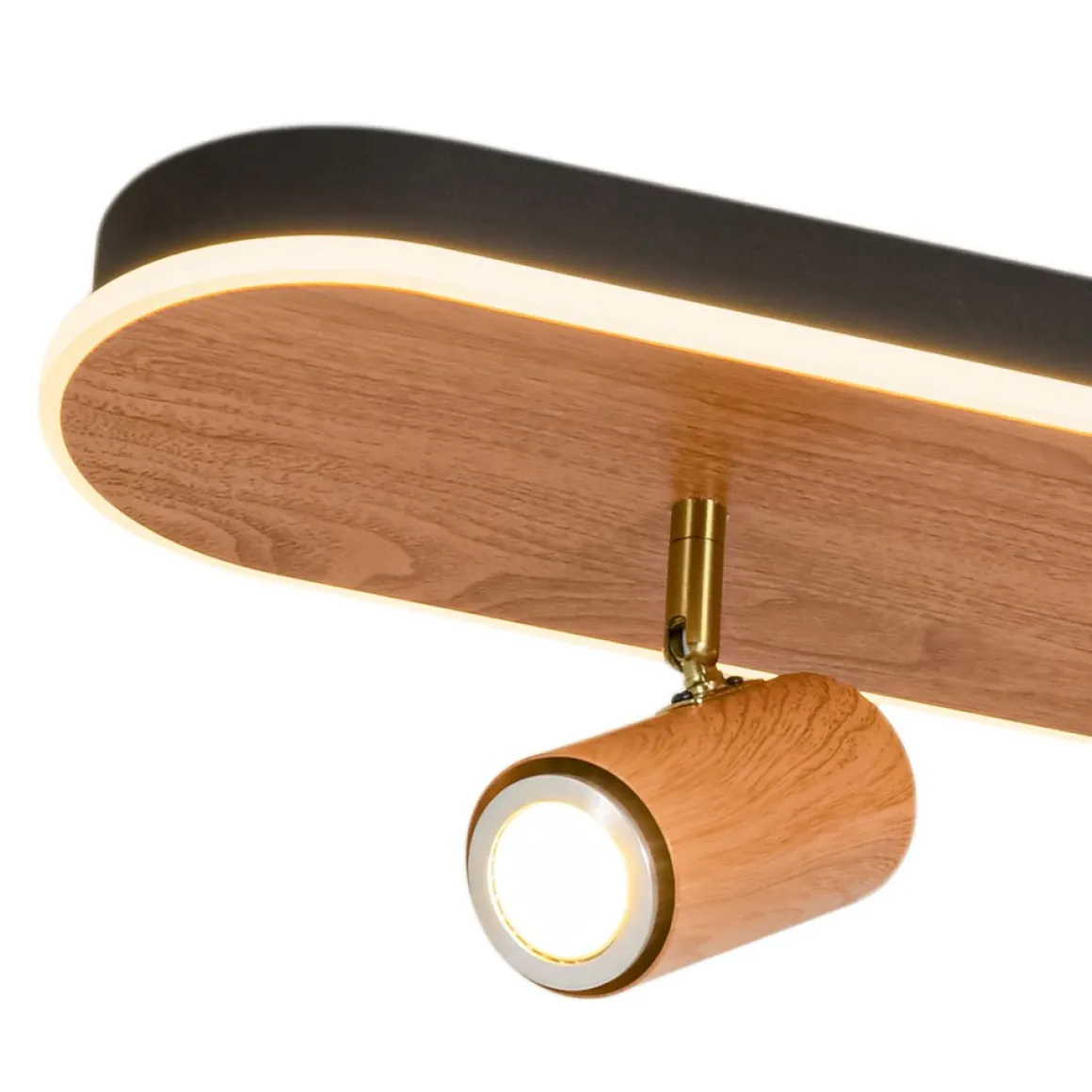 Dimmable LED Wood Linear Oval Semi Flush Adjustable Spotlight