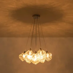 Dimmable 13-Light Frozen Glass Ice Style Cluster Chandelier