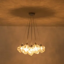 Dimmable 13-Light Frozen Glass Ice Style Cluster Chandelier