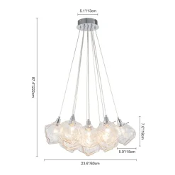 Dimmable 13-Light Frozen Glass Ice Style Cluster Chandelier