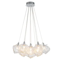 Dimmable 13-Light Frozen Glass Ice Style Cluster Chandelier