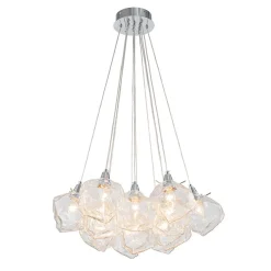 Dimmable 13-Light Frozen Glass Ice Style Cluster Chandelier