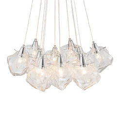 Dimmable 13-Light Frozen Glass Ice Style Cluster Chandelier
