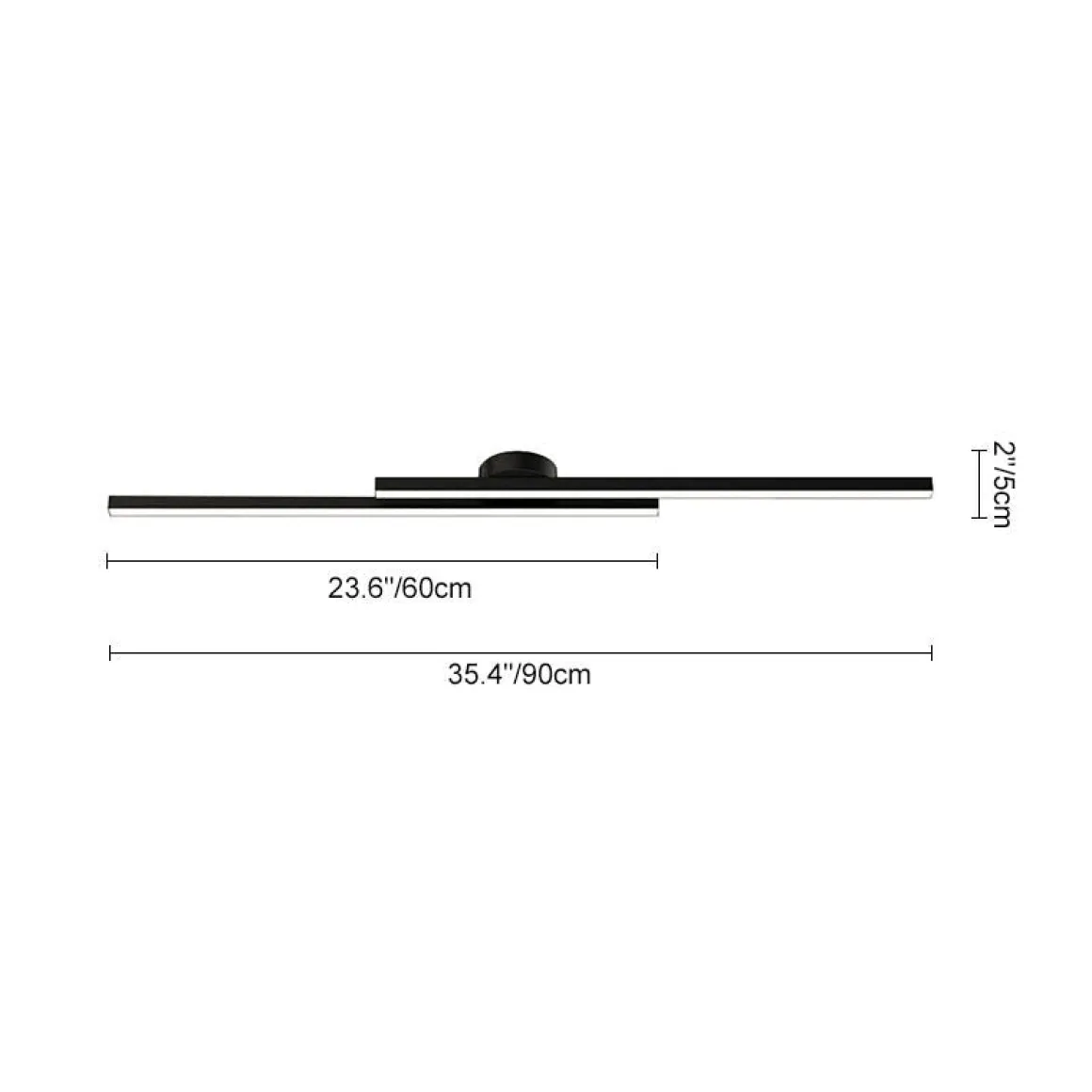 Dimmable 2-Light Long Strip Linear LED Flush Mount