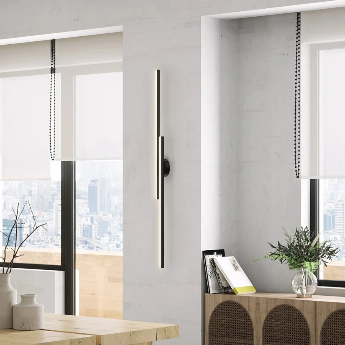 Dimmable 2-Light Long Strip Linear LED Flush Mount