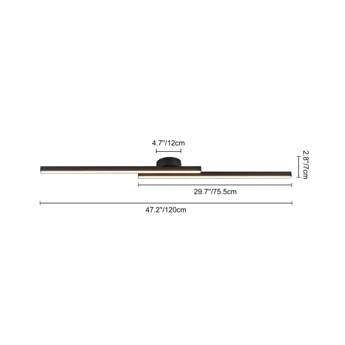 Dimmable 2-Light Long Strip Linear LED Flush Mount